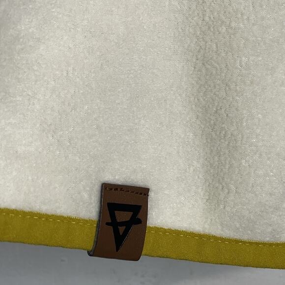 LIV Outdoor Pullover Fleece Cream‎ White Snap Neck Mustard Trim Sweater Mens XL - Picture 7 of 7